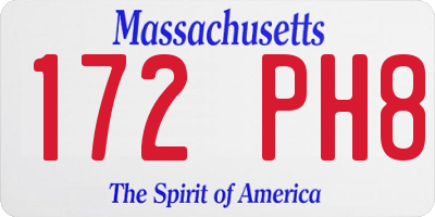 MA license plate 172PH8