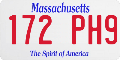 MA license plate 172PH9