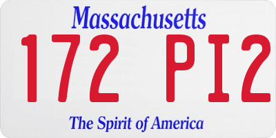 MA license plate 172PI2