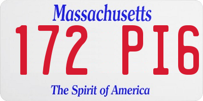 MA license plate 172PI6
