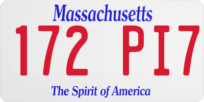 MA license plate 172PI7