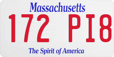 MA license plate 172PI8
