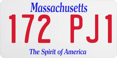 MA license plate 172PJ1