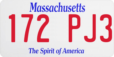 MA license plate 172PJ3