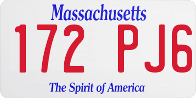 MA license plate 172PJ6