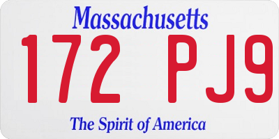 MA license plate 172PJ9