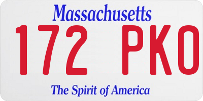 MA license plate 172PK0