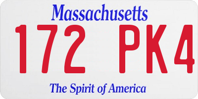 MA license plate 172PK4