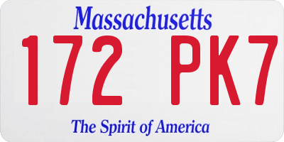 MA license plate 172PK7