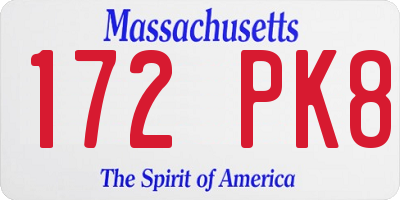 MA license plate 172PK8