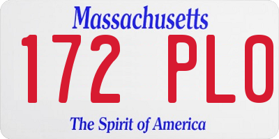 MA license plate 172PL0
