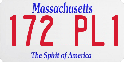 MA license plate 172PL1