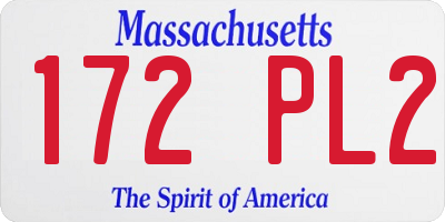 MA license plate 172PL2