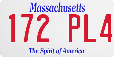 MA license plate 172PL4