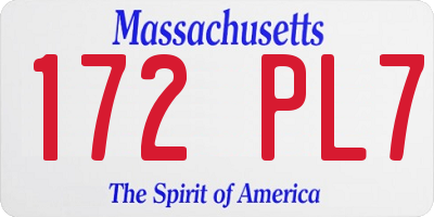 MA license plate 172PL7