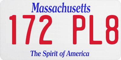 MA license plate 172PL8