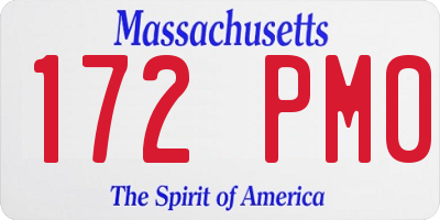 MA license plate 172PM0