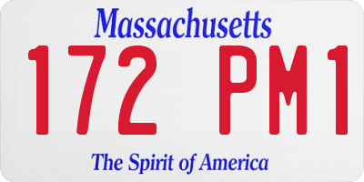 MA license plate 172PM1