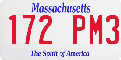 MA license plate 172PM3