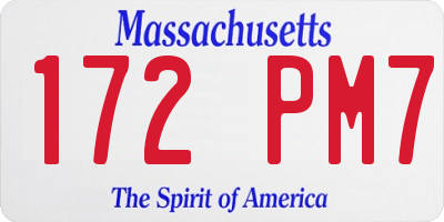 MA license plate 172PM7