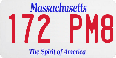 MA license plate 172PM8