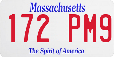 MA license plate 172PM9