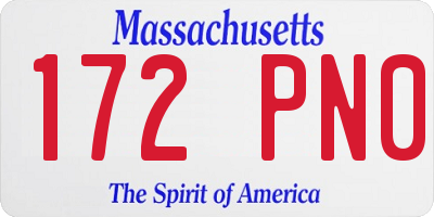 MA license plate 172PN0
