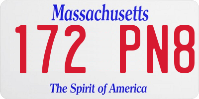MA license plate 172PN8