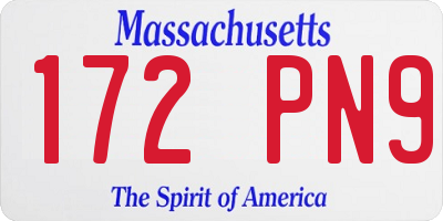 MA license plate 172PN9