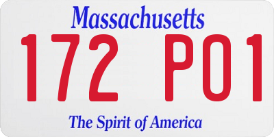 MA license plate 172PO1