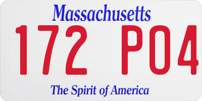 MA license plate 172PO4