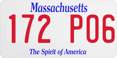 MA license plate 172PO6
