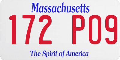MA license plate 172PO9