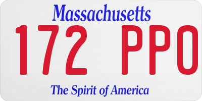 MA license plate 172PP0