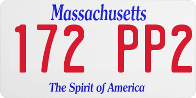 MA license plate 172PP2