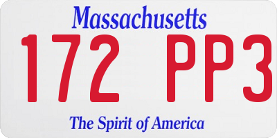 MA license plate 172PP3