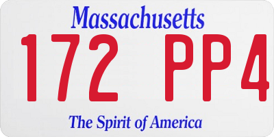 MA license plate 172PP4
