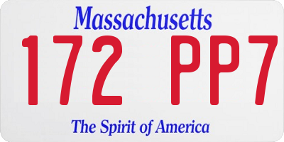 MA license plate 172PP7
