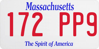 MA license plate 172PP9