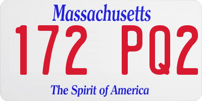 MA license plate 172PQ2