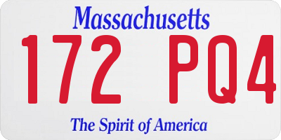MA license plate 172PQ4