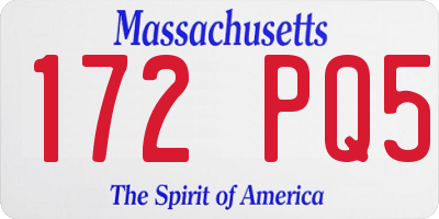 MA license plate 172PQ5