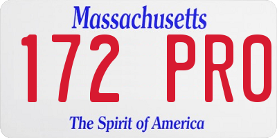 MA license plate 172PR0