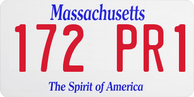 MA license plate 172PR1