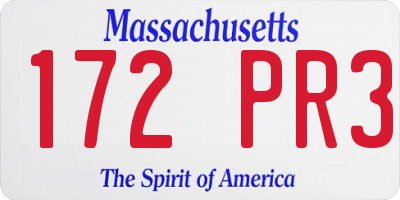 MA license plate 172PR3