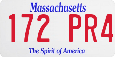 MA license plate 172PR4
