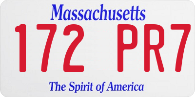 MA license plate 172PR7