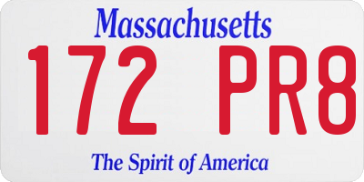 MA license plate 172PR8
