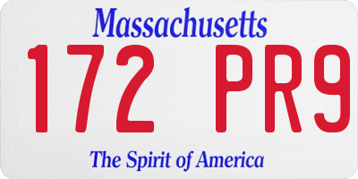 MA license plate 172PR9