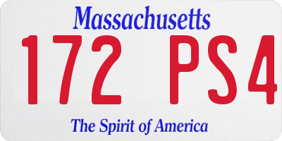MA license plate 172PS4
